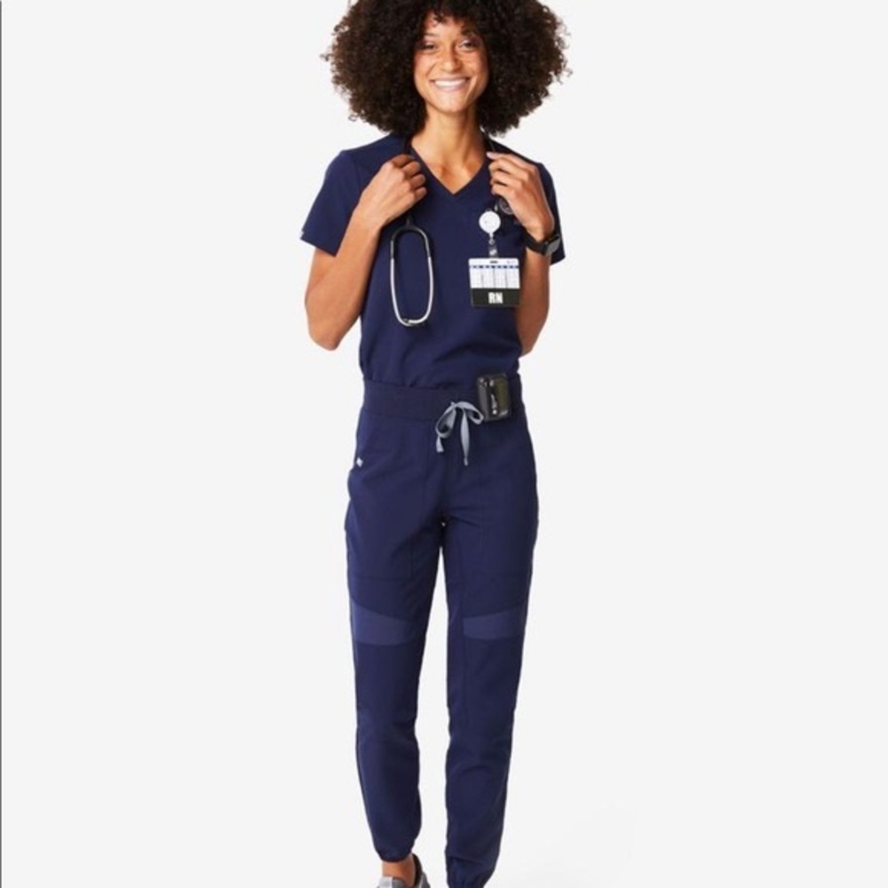FIGS Navy Venice Slim Joggers and Matching Two Pocket Top